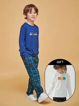 베네통 키즈 상하의 세트 티셔츠 증정