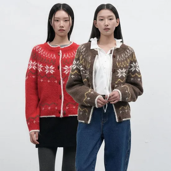 제너럴아이디어 울 노르딕 더플 가디건