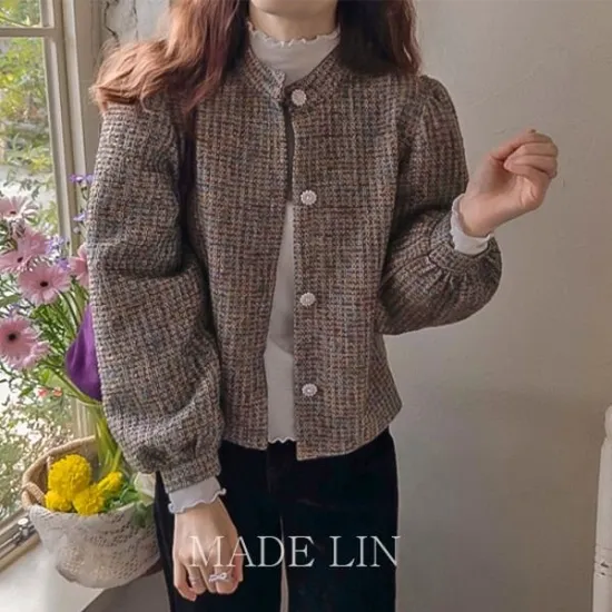 클라이슨 윈터기모 트위드 볼륨소매 아우터