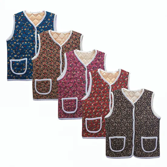 에이원패션 꽃무늬 할머니 누빔 김장조끼