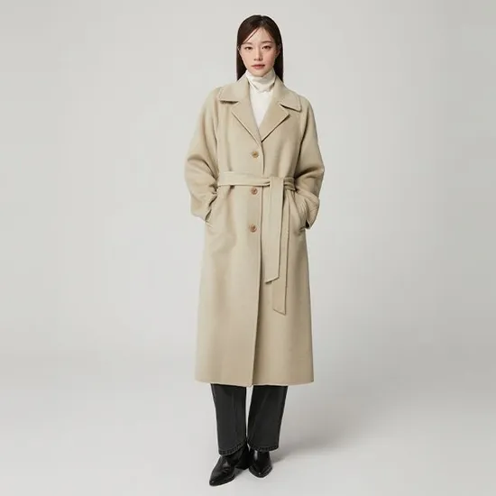 플라스틱아일랜드 싱글 롱 반핸드메이드 코트