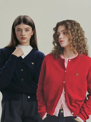 니티드 베이직 에센셜 가디건 v넥 라운드넥