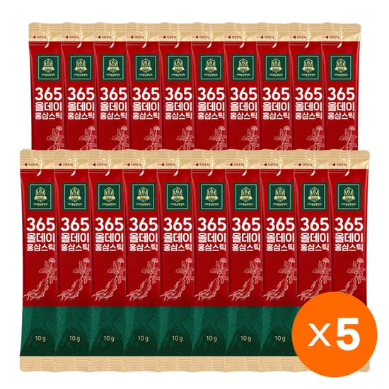 고려홍삼중앙회 365 올데이홍삼스틱 20포 5개