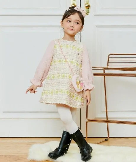 프렌치캣 공주님 필수아이템 핑크 트위드 원피스