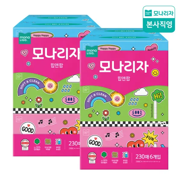 모나리자 힙앤팝 미용티슈 230매 6입 2팩