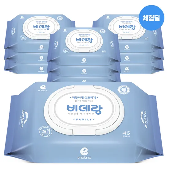 패밀리 비데물티슈 비데랑 캡형 46매 10팩