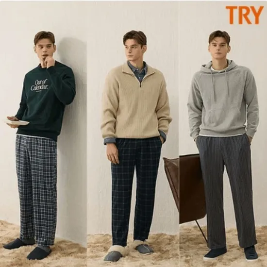 트라이 피치기모 파자마 팬츠 3종