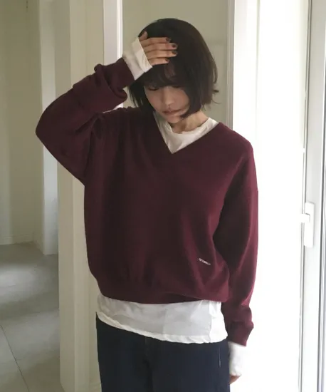 시티브리즈 캐시미어 솔리스 브이넥니트