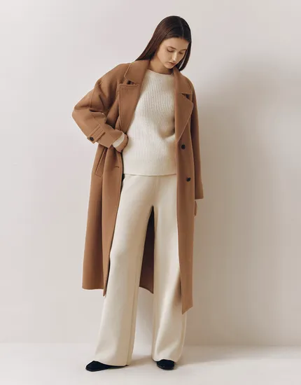 꾸안꾸 니트 와이드 밴딩팬츠