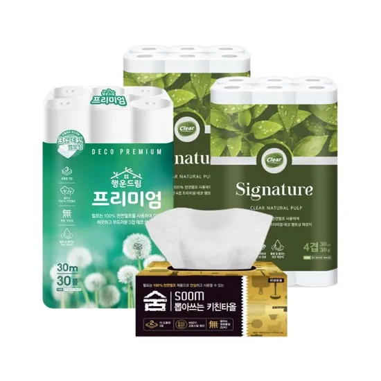 천연펄프 클리어 시그니처 4겹 30m 30롤 2팩