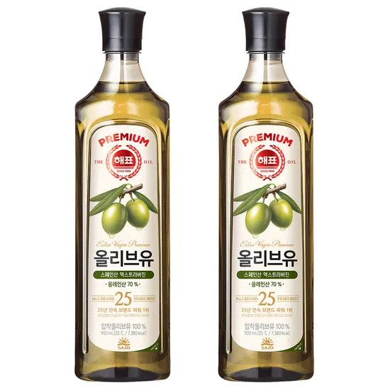 해표 압착올리브유 900ml 2개