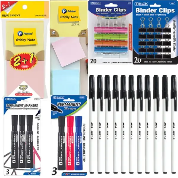포스트잇 300매 네임펜 10개 더블클립 40개
