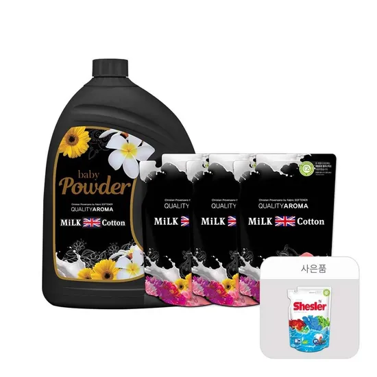 밀크코튼 섬유유연제 파우더 3.06L 리필 700ml 3개