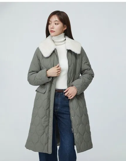 플라스틱아일랜드 퍼 탈착 허리스트링 롱패딩