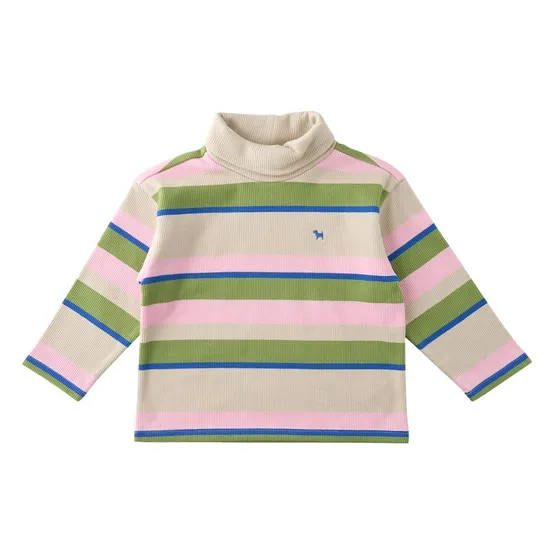 블루독 스트라이프 목폴라티셔츠