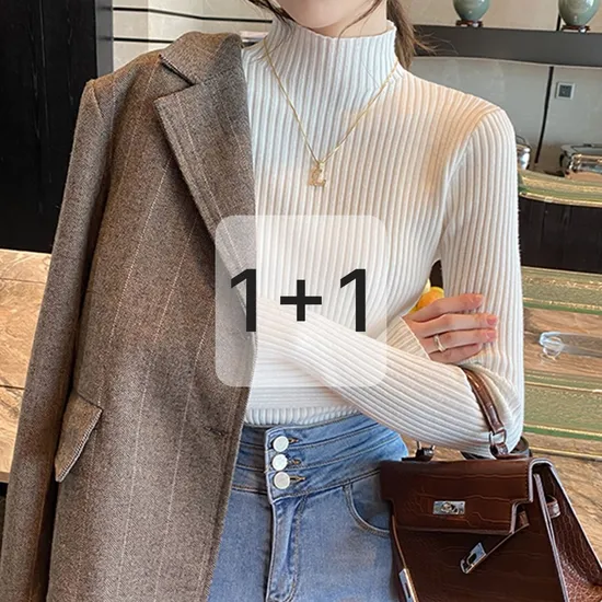 클라셰 베이직골지터틀니트 2장