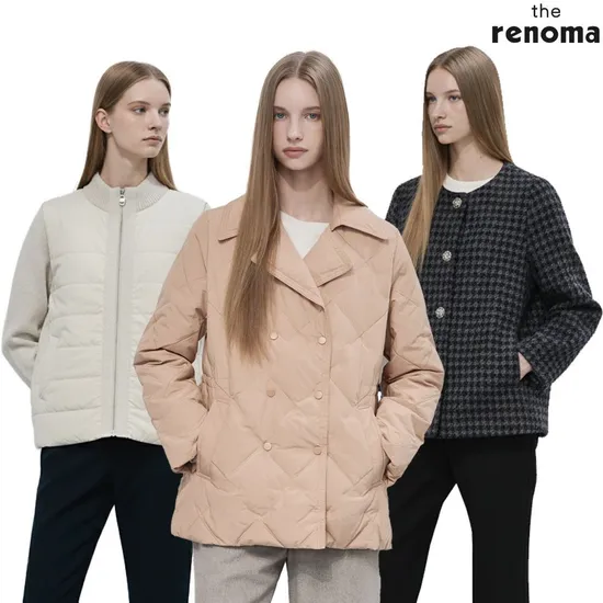 더레노마 패딩 배색 울 가디건