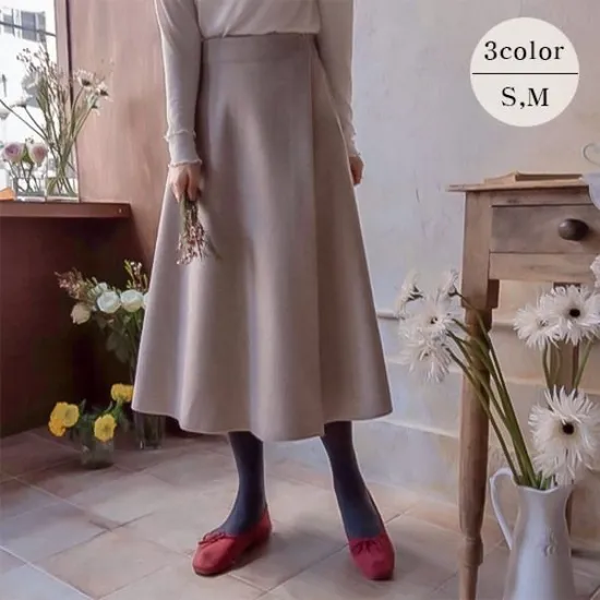 시즌기모 에이라인 랩스커트