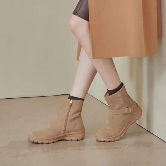 엘르 발수코팅 소가죽 소피아 미들부츠