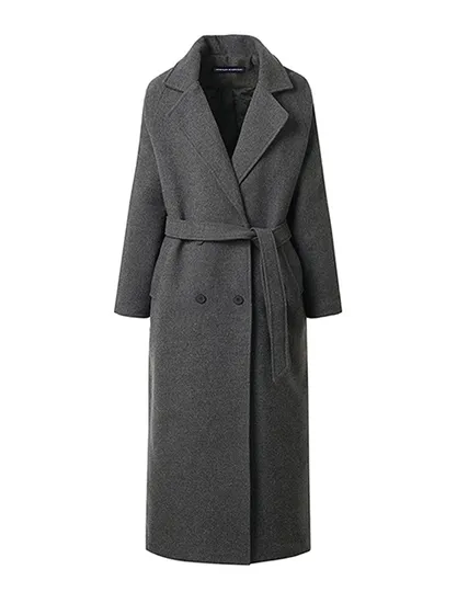 미니멈 더블 카라 벨티드 누빔 롱 코트
