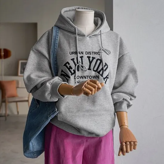 디스트 레터링 기모 후드티