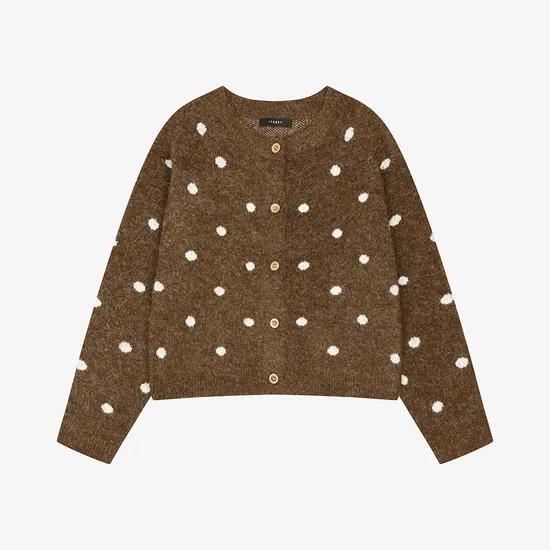 울 블렌딩 도트 래글런 니트 가디건