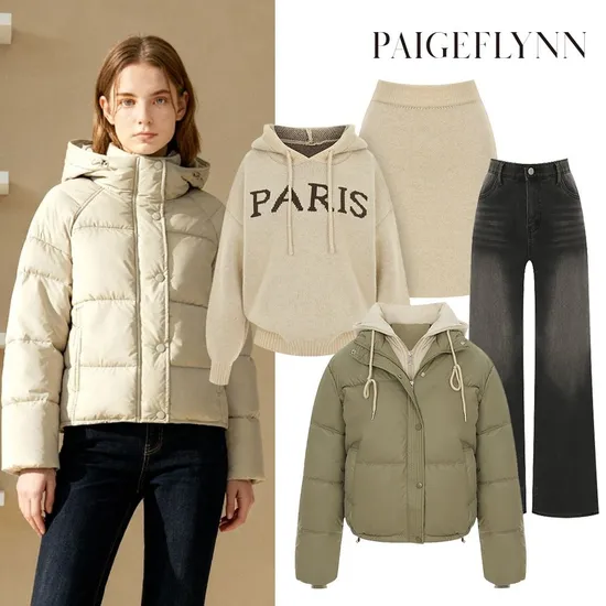 페이지플린 래글런슬리브 후드 패딩