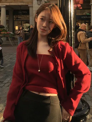 주르티 버튼 니트 가디건+니트나시 세트 1세트