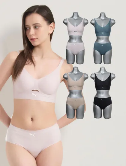 푸마바디웨어 여성 프리컷 윈디홀 제로퓨즈 브라팬티 8종세트