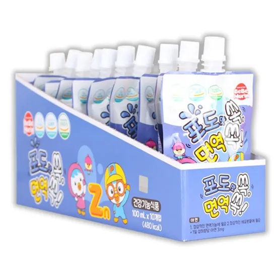뽀로로 아연면역음료 면역쏙 딸기/포도맛 10개