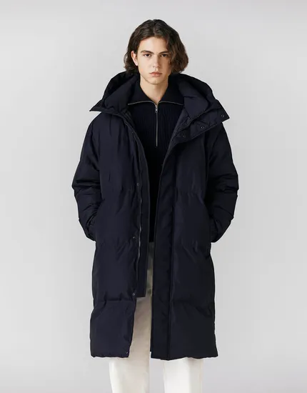 남자 후드 덕파이버 롱패딩