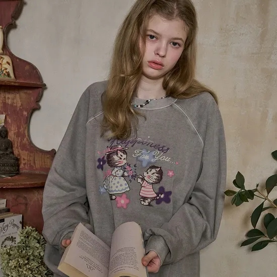 꼼파뇨 피그먼트 맨투맨 고스트그레이