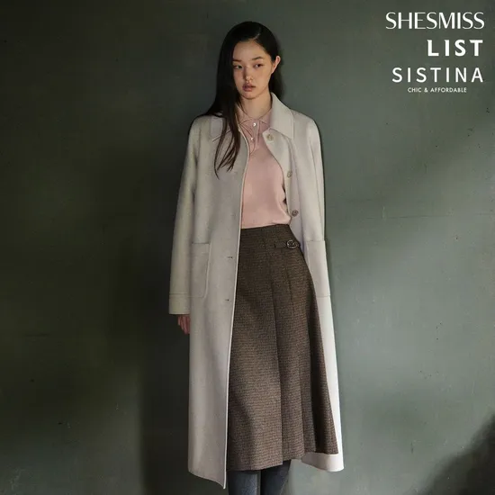 시스티나 울 혼방 핸드메이드 롱코트