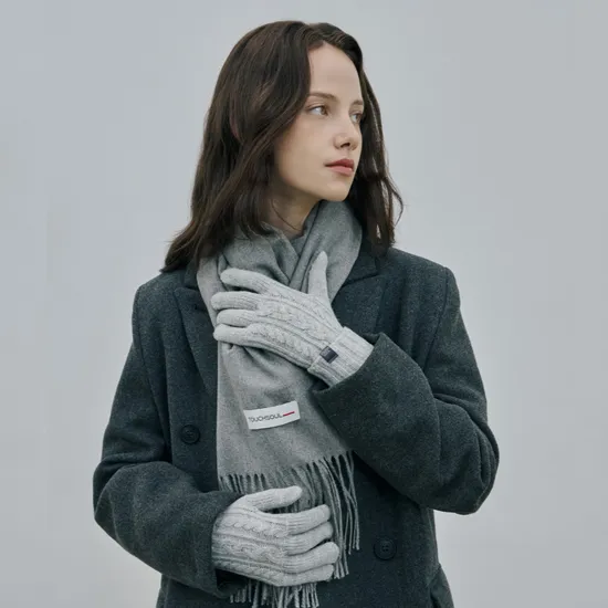 터치소울 롱 머플러 울 터치 케이블 장갑 세트