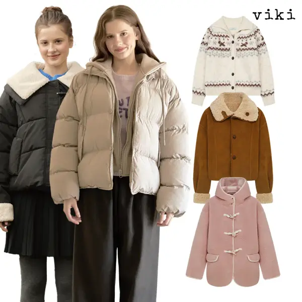 하프 카라넥 페이크 퍼 자켓