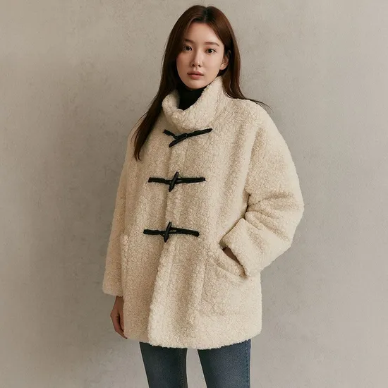 이사베이 버튼 시어링 퍼 자켓