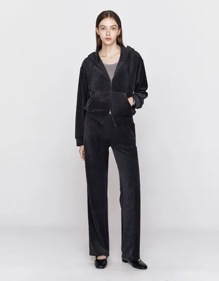 벨벳 스트레이트 밴딩 팬츠