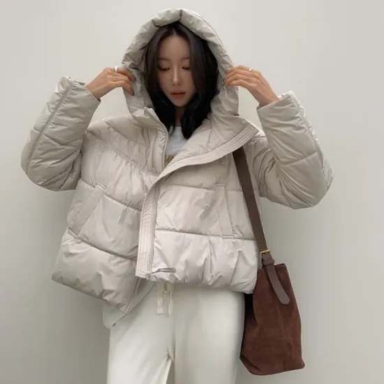 다바걸 폴뎃하이넥 후드패딩