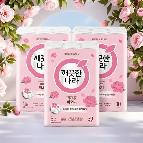 깨끗한나라 피오니 프리미엄 화장지 30롤 3팩