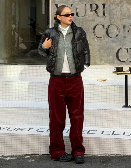 지오다노 코듀로이 루즈핏 팬츠