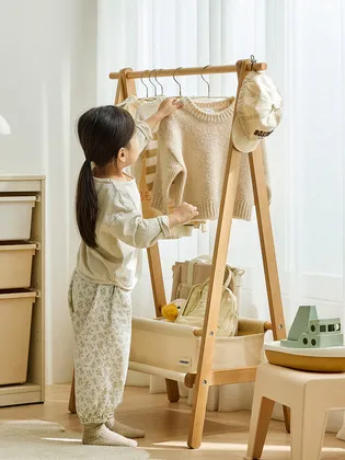한샘 키즈 원목 행거 수납형