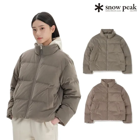 스노우피크 어패럴 벨벳 여성 스탠드넥 다운 자켓 캠핑룩 패딩