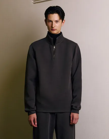 폴리 목넥 하프집업 맨투맨