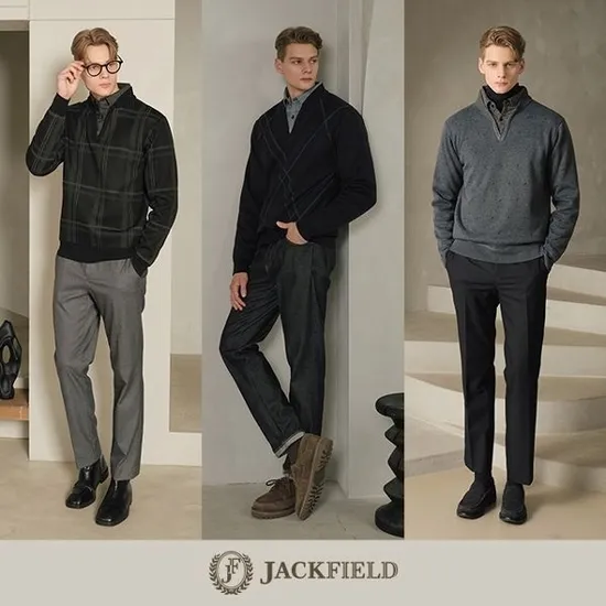 남성 기모 본딩 레이어드 셔츠 니트 3종세트