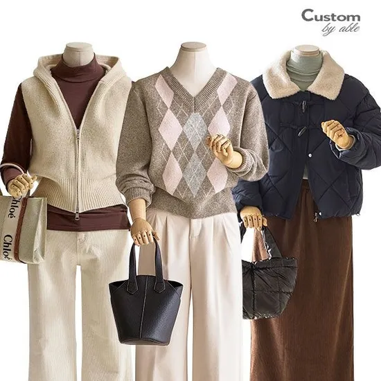 클래식 아가일 V넥 니트