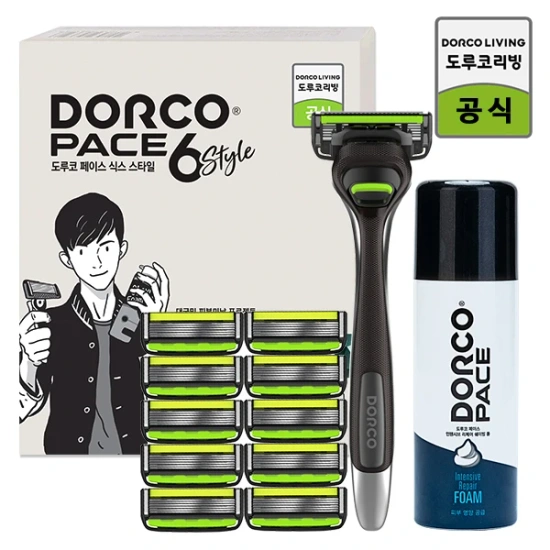 도루코 페이스6스타일 기획세트 2호 (면도기+면도날 총11입+쉐이빙폼74ml) ($13.71/무료배송)