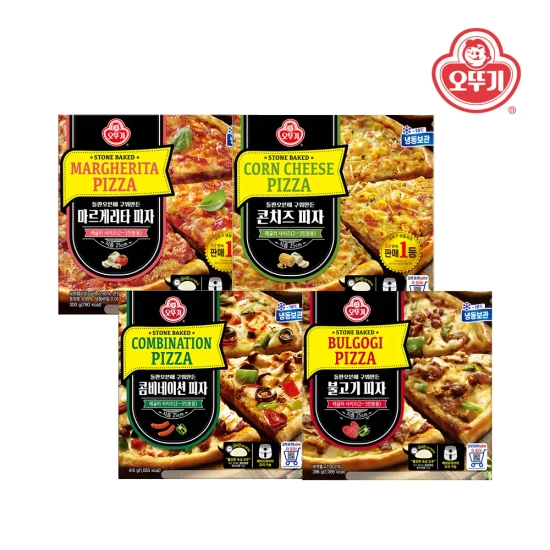 콤비네이션 피자 415g x 1개+불고기 피자 396g x 1개+마르게리타 피자 300g x 1개+콘치즈 피자 300g x 1개 (17,974원/무료)