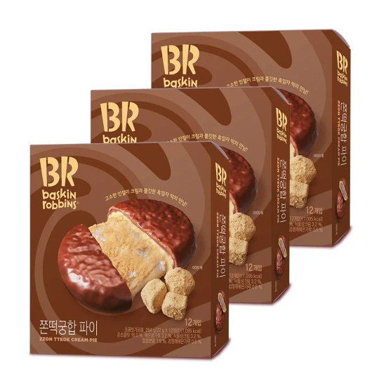 배스킨라빈스 쫀떡궁합 파이 12개입 3박스 (10,955원/무료)