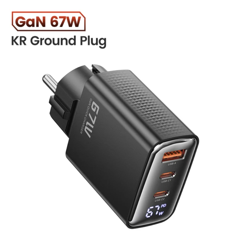 Toocki GaN 67W 3포트 접지형 디스플레이 c타입 초고속 멀티 충전기 (14,990/무료)