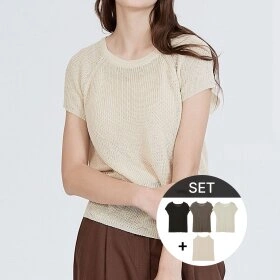 여성 반팔니트3종+이너탑(총4종) (9,900/무료)